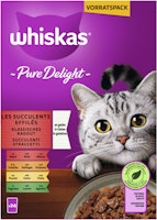 WHISKAS Pure Delight Klassiches Ragout in Gelee 24 x 85 Gramm Multipack Katzennassfutter